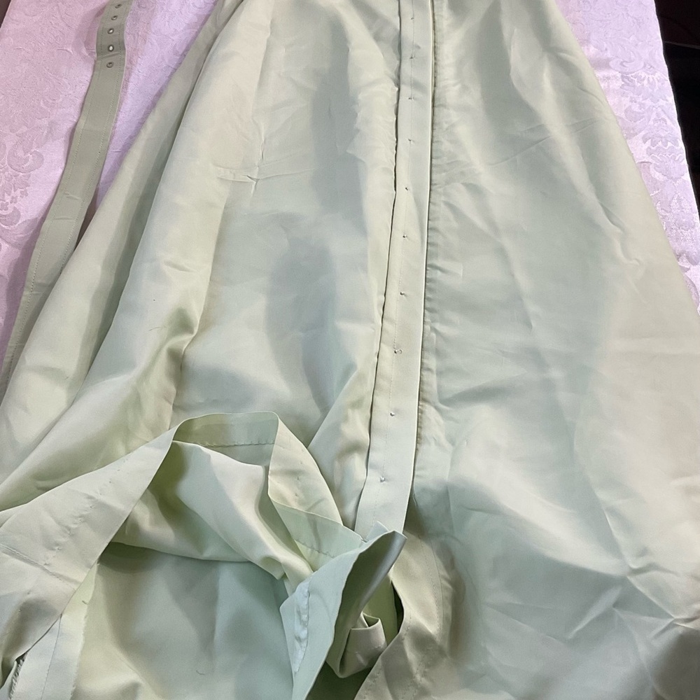 Vintage Women Size 8 Green Sleeveless Collared Button Belted Midi Shirt Dress - Picture 10 of 10